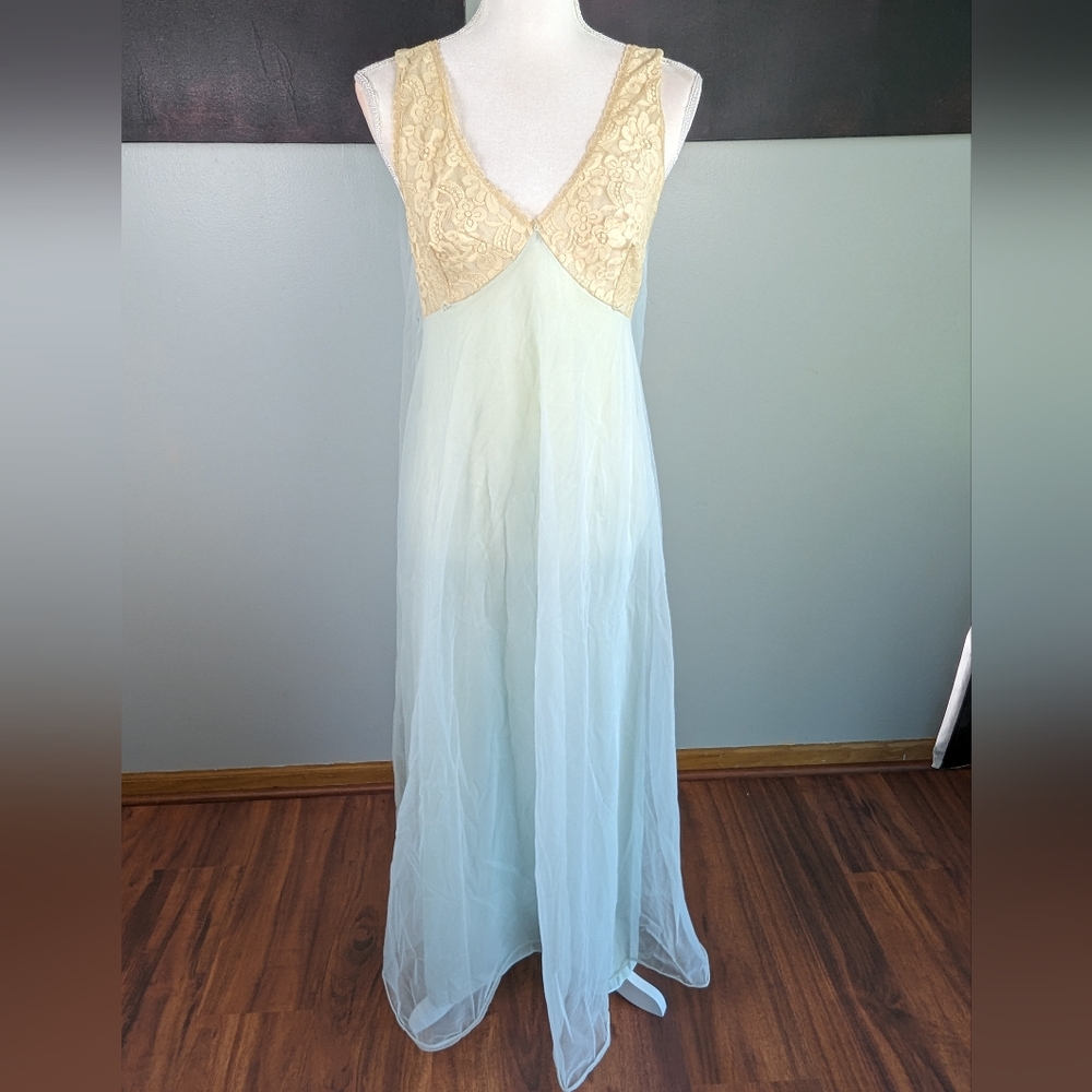 Vintage light blue and cream slip dress